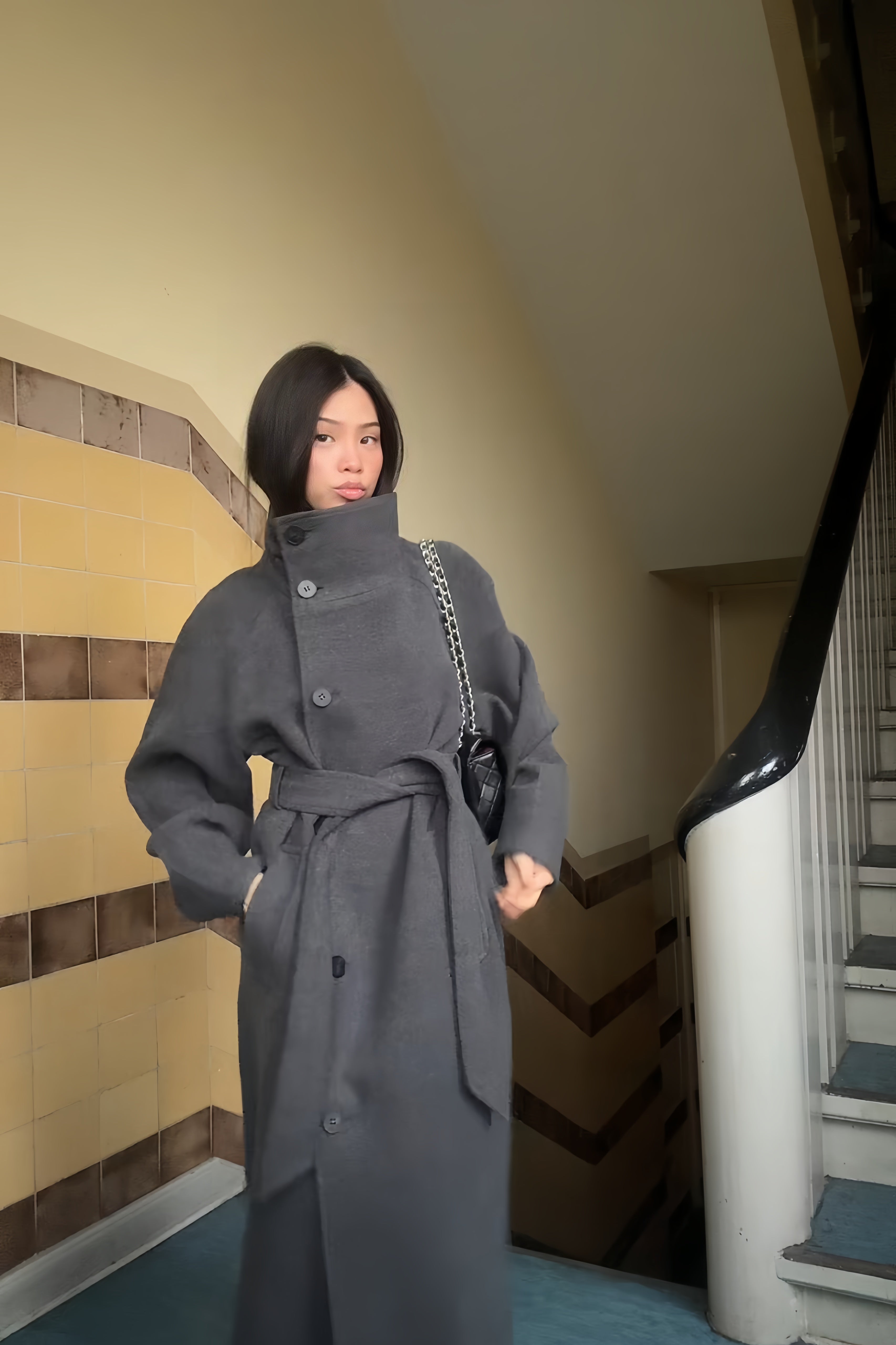 Eleanor High-Neck Wrap Coat