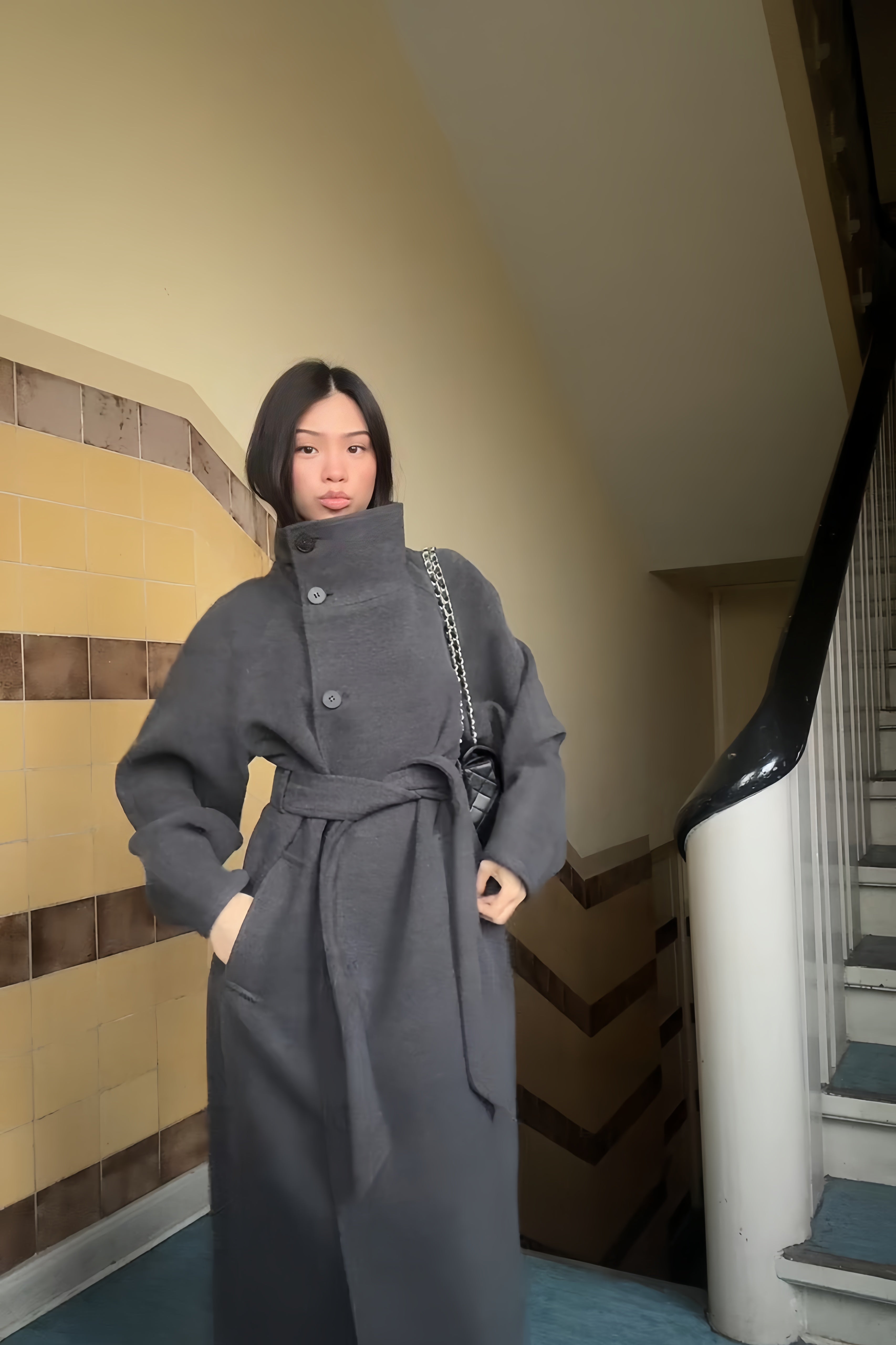 Eleanor High-Neck Wrap Coat