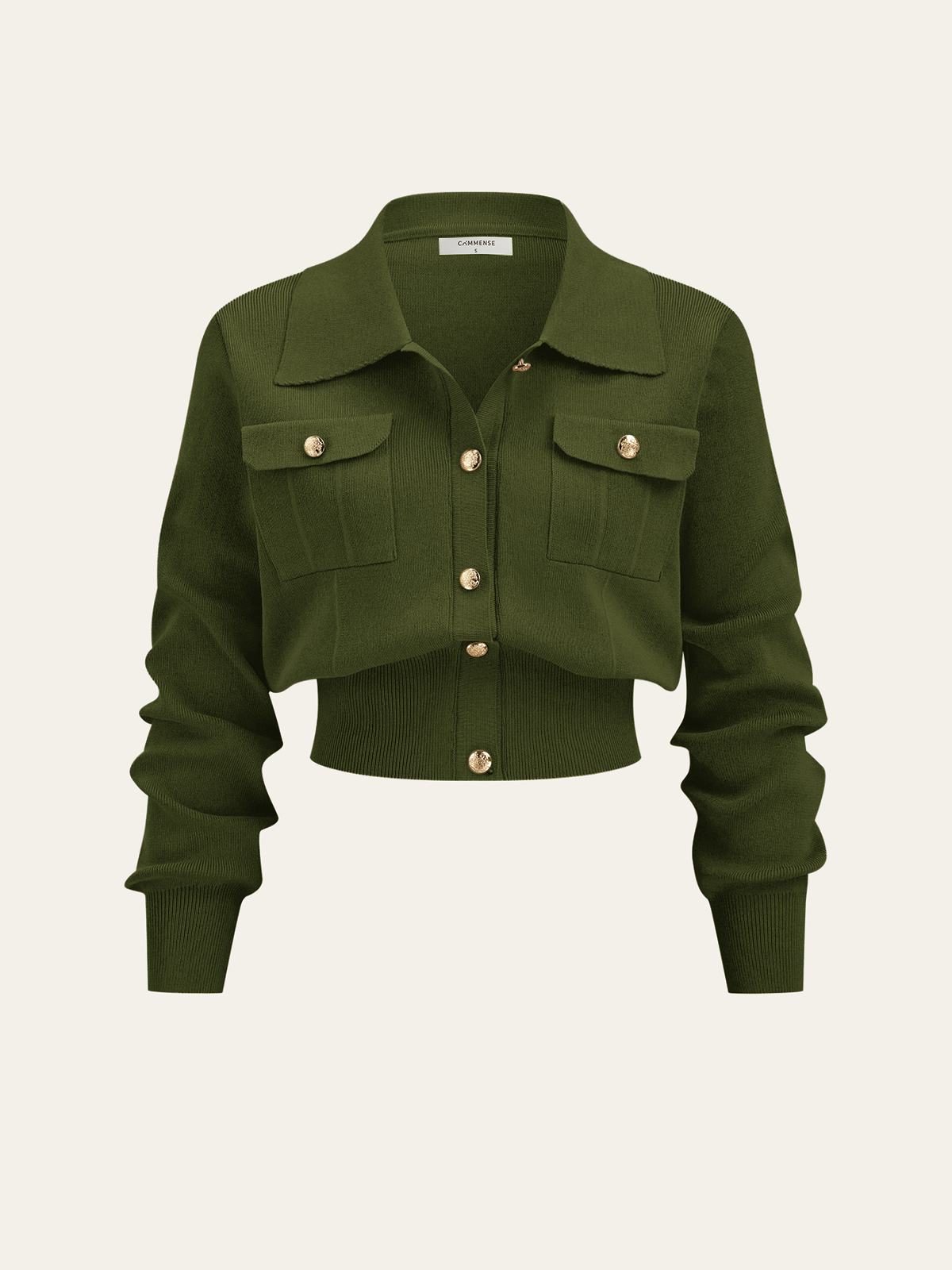 Metal Button Collared Cardigan and Midi Skirt Set