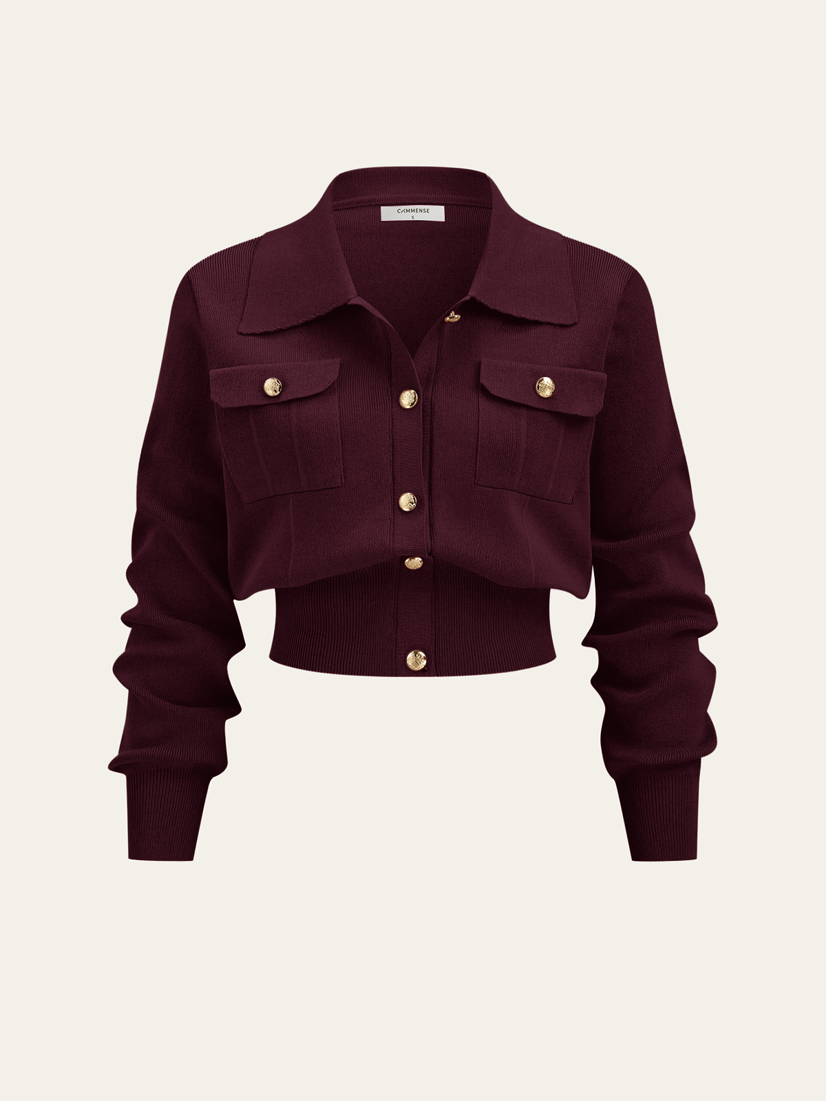 Metal Button Collared Cardigan and Midi Skirt Set